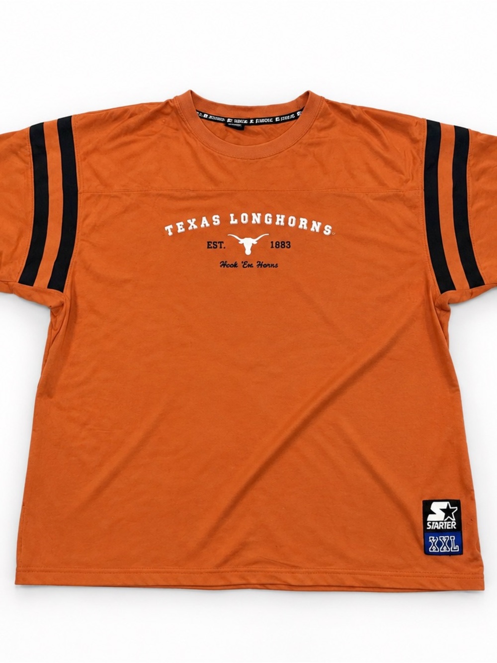 STARTER Burnt Orange Texas Longhorns Football Tee with Black Sleeve Stripes